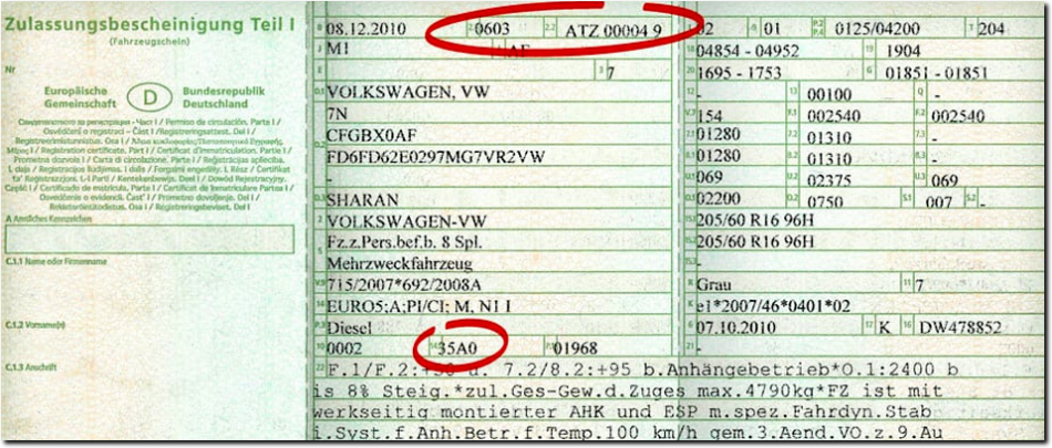 ein Beispiel wo sie die Schlüsselnummer finden